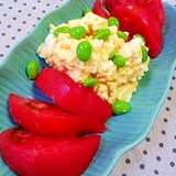 枝豆とトマトを添えた✿簡単❤水切り豆腐と卵のサラダ